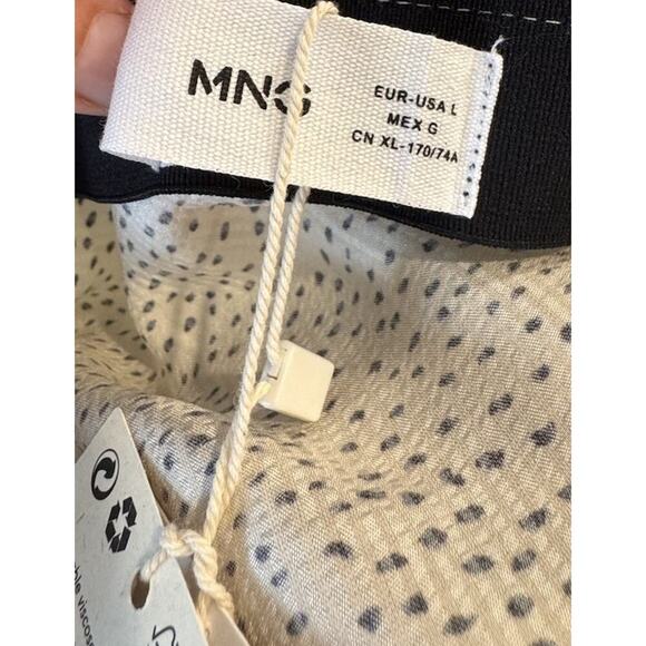 Mango MNG Women’s Size Large Satin Midi Skirt Pull On Elastic Waist Print - Picture 5 of 6